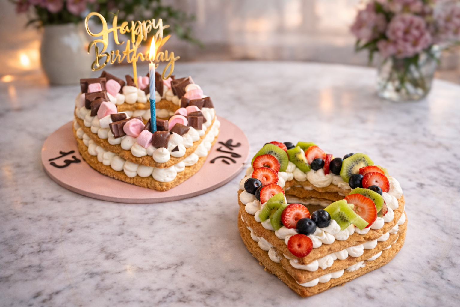 עוגות יומולדת בצורת לב